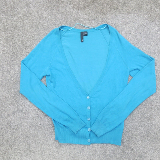 Divided H&M Womens Cardigan Sweater Long Sleeves Front Button Blue Size 8