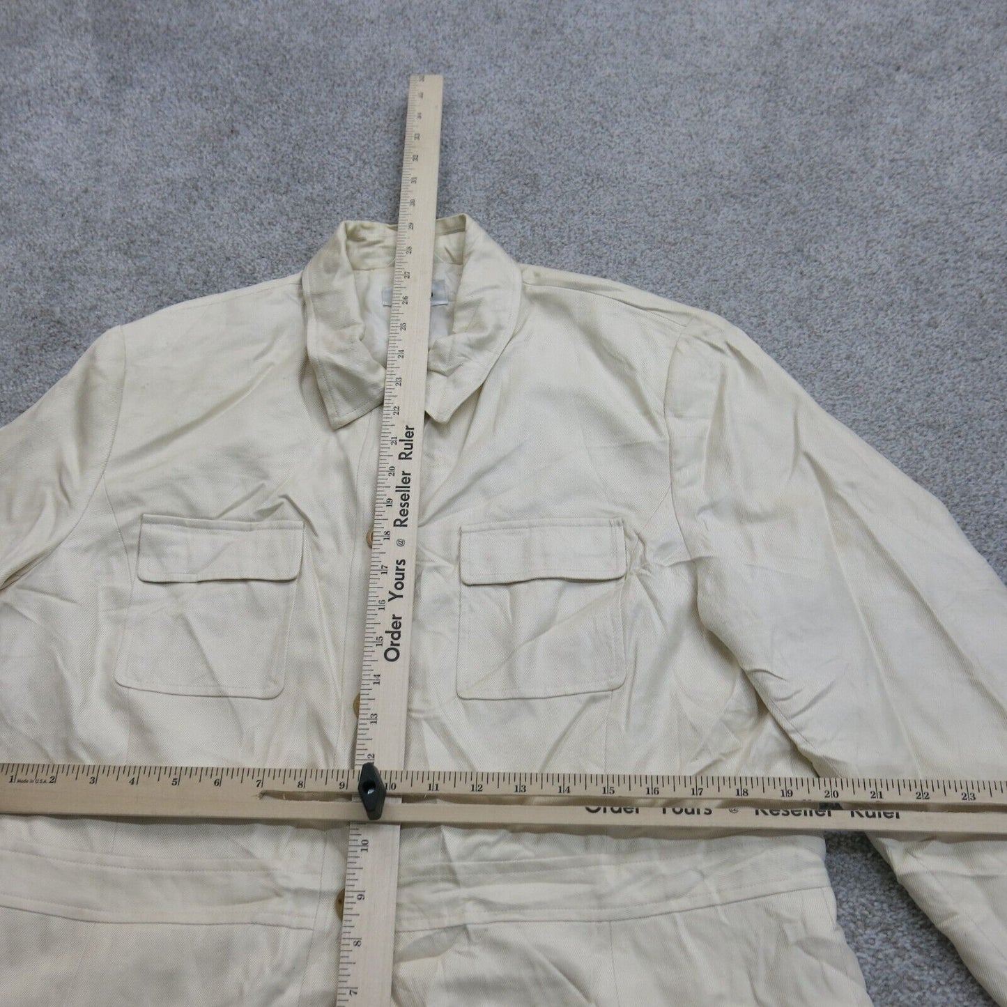 Talbots Womens Button Up Jackets Long Sleeve Collared Pockets Beige Size 16