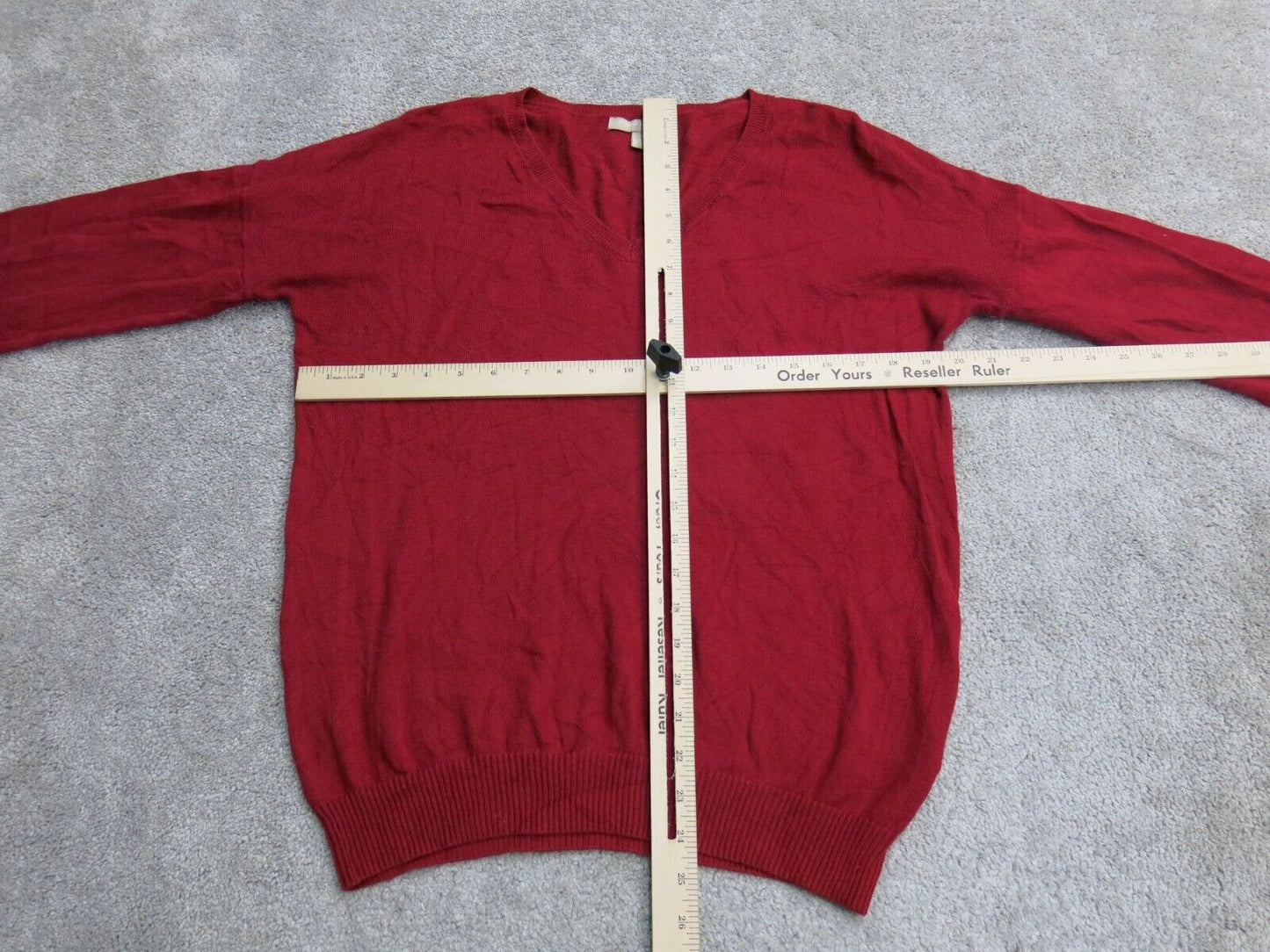 Banana Republic Women Pullover Knitted Sweater V Neck Long Sleeve Red Size M