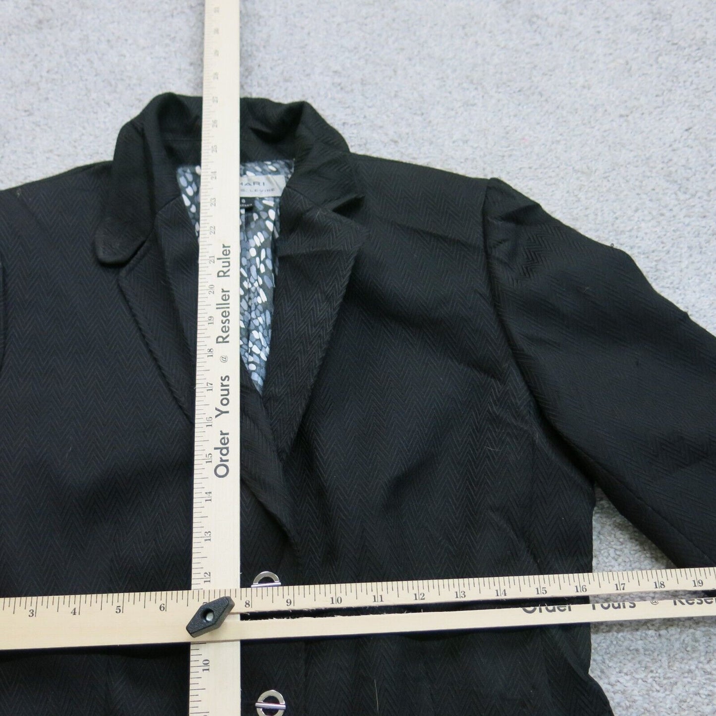 Tahari Womens Single Breasted Blazer Coat Long Sleeves Pockets Black Size 8