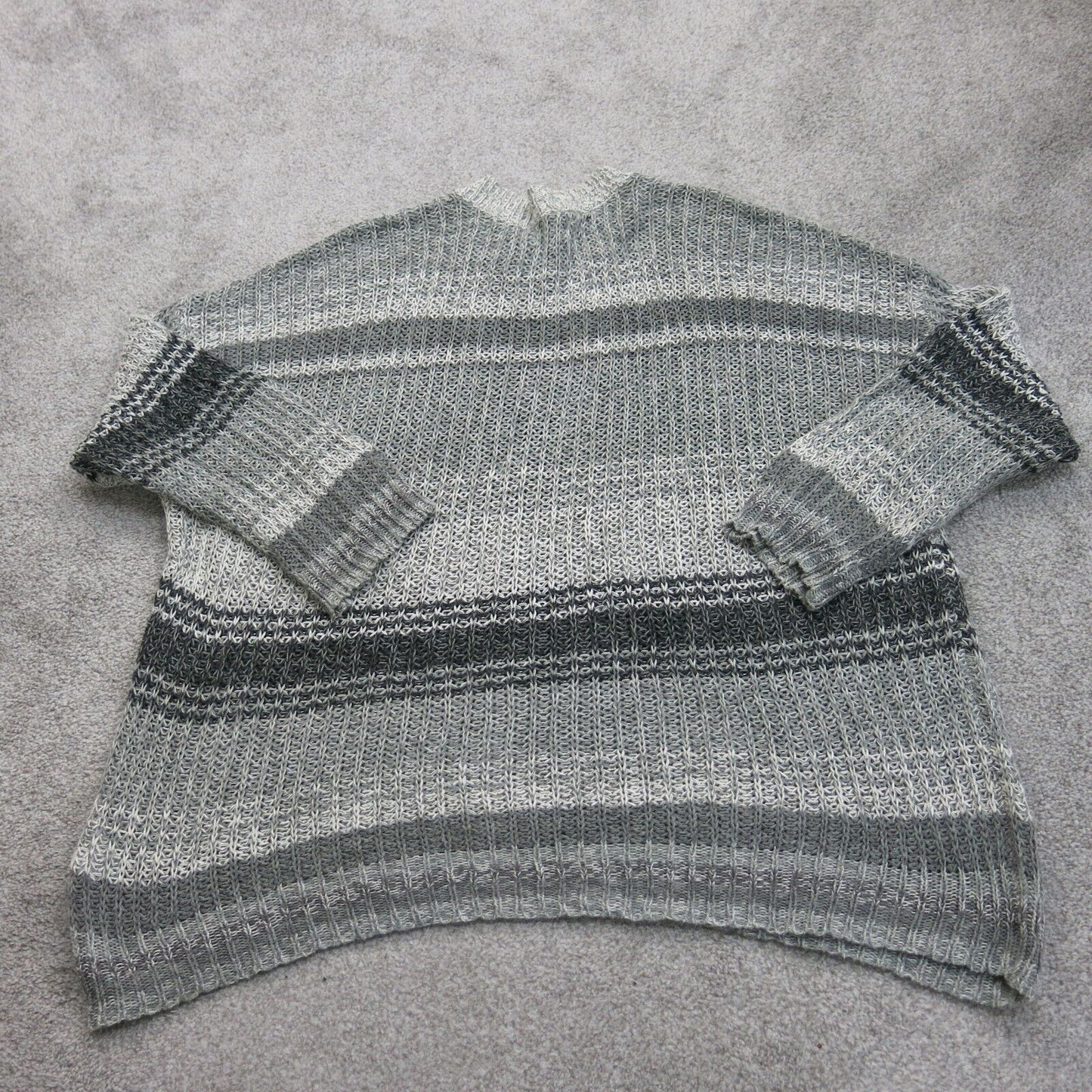 American Eagle Womens Pullover Sweater Knitted Crew Neck Striped Gray Size XL
