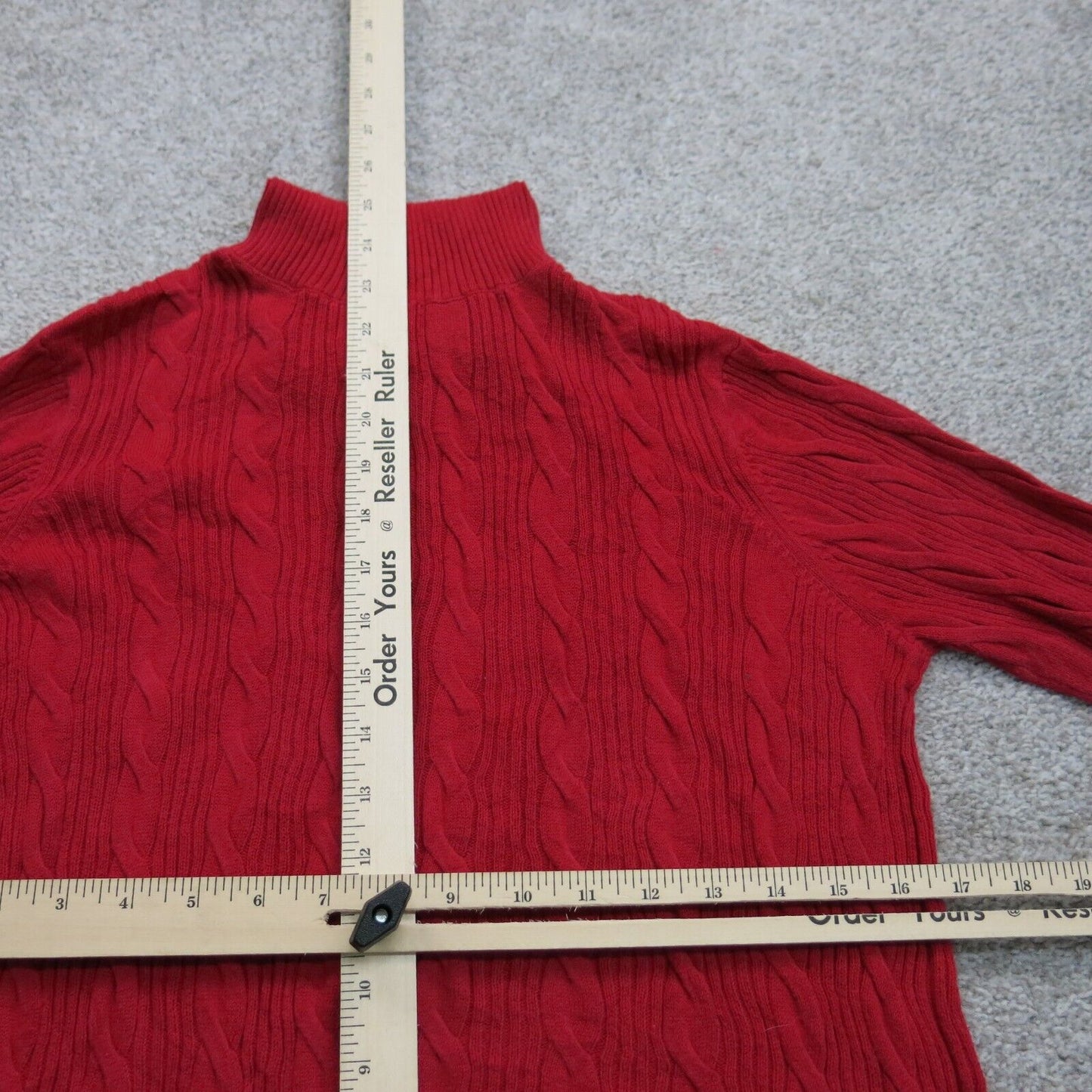 Lands End Womens Pullover Knitted Sweater Mock Neck Long Sleeve Red Size Medium