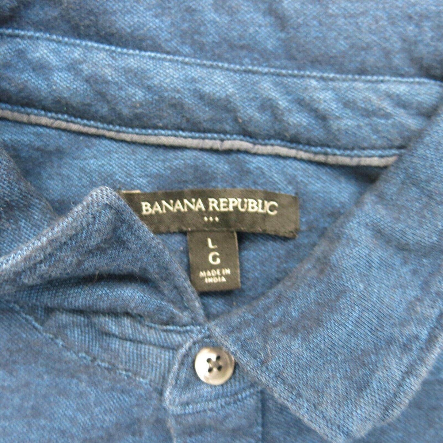 Banana Republic Men Polo Shirt Short Sleeves Pocket Navy Blue Size Large