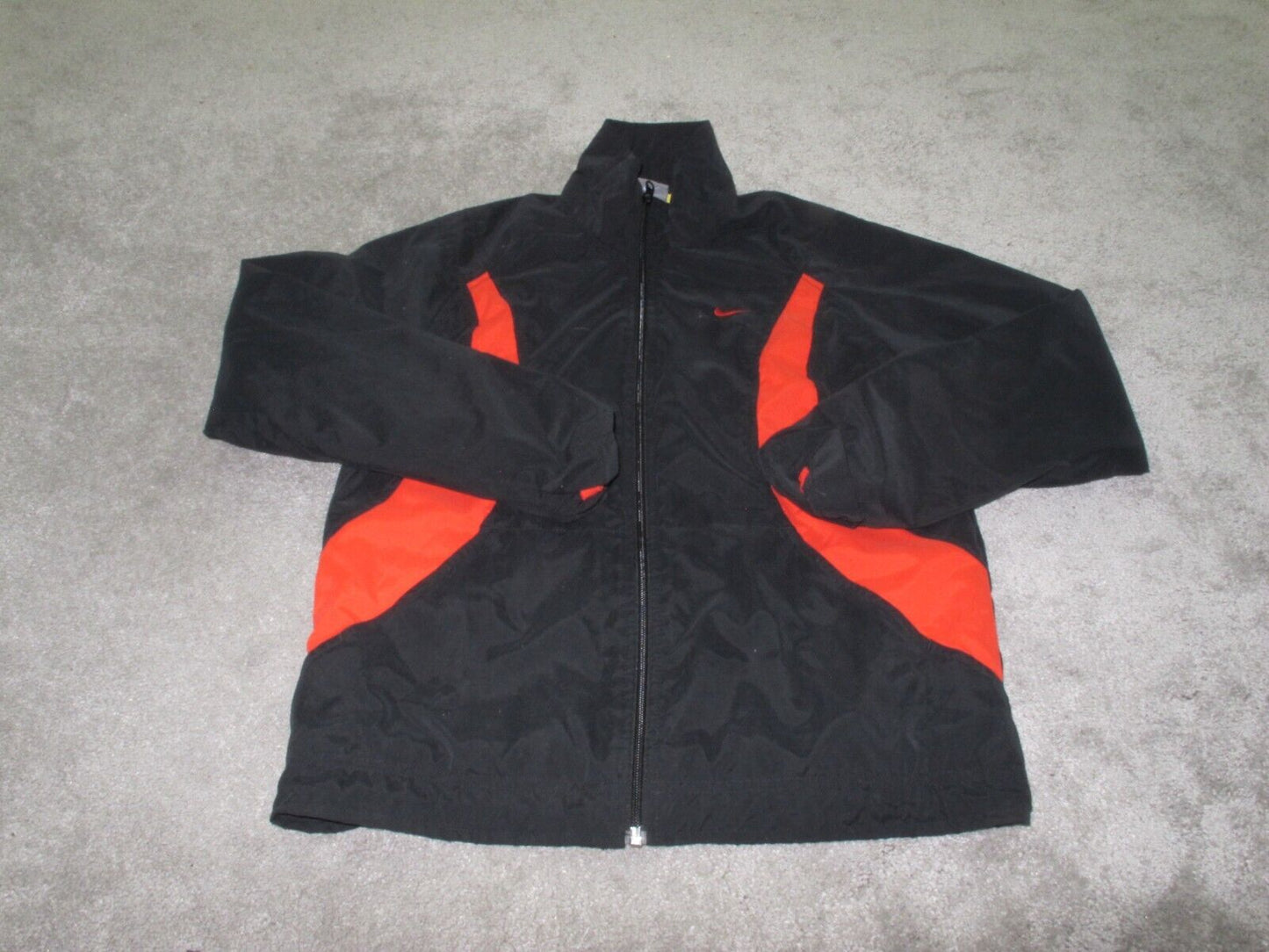 Nike Mens Bomber Jacket Full Zip Up Long Sleeves High Neck Black Red Size Medium