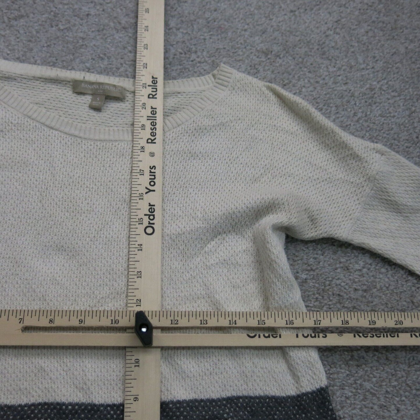 Banana Republic Womens Pullover Sweater Long Sleeve Crew Neck White Black Size S