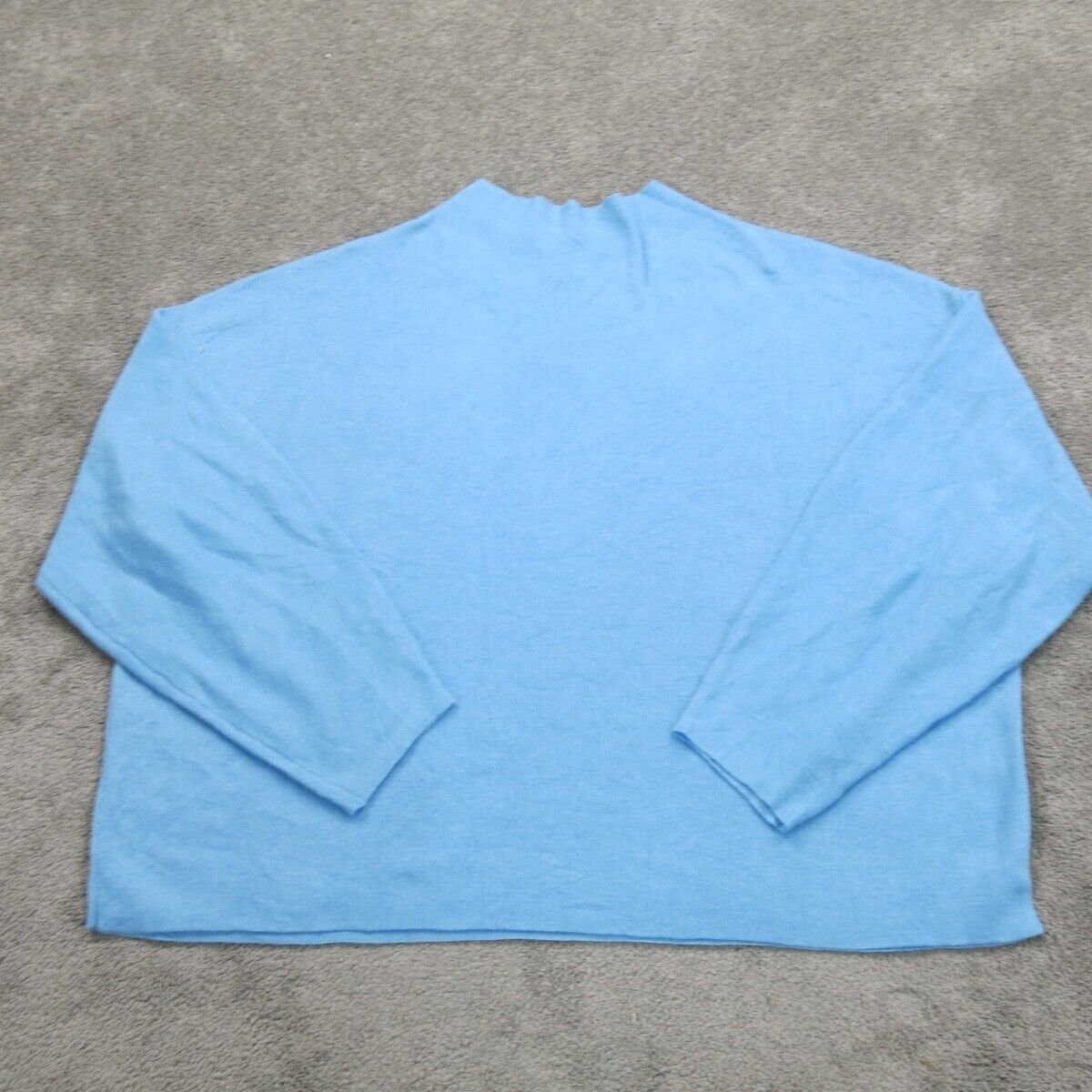 H&M Womens Pullover Sweater Knitted Mock Neck Long Sleeves Light Blue SZ X Large