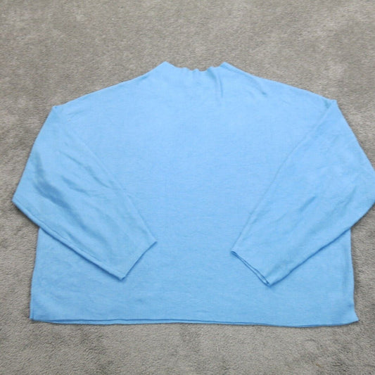 H&M Womens Pullover Sweater Knitted Mock Neck Long Sleeves Light Blue SZ X Large