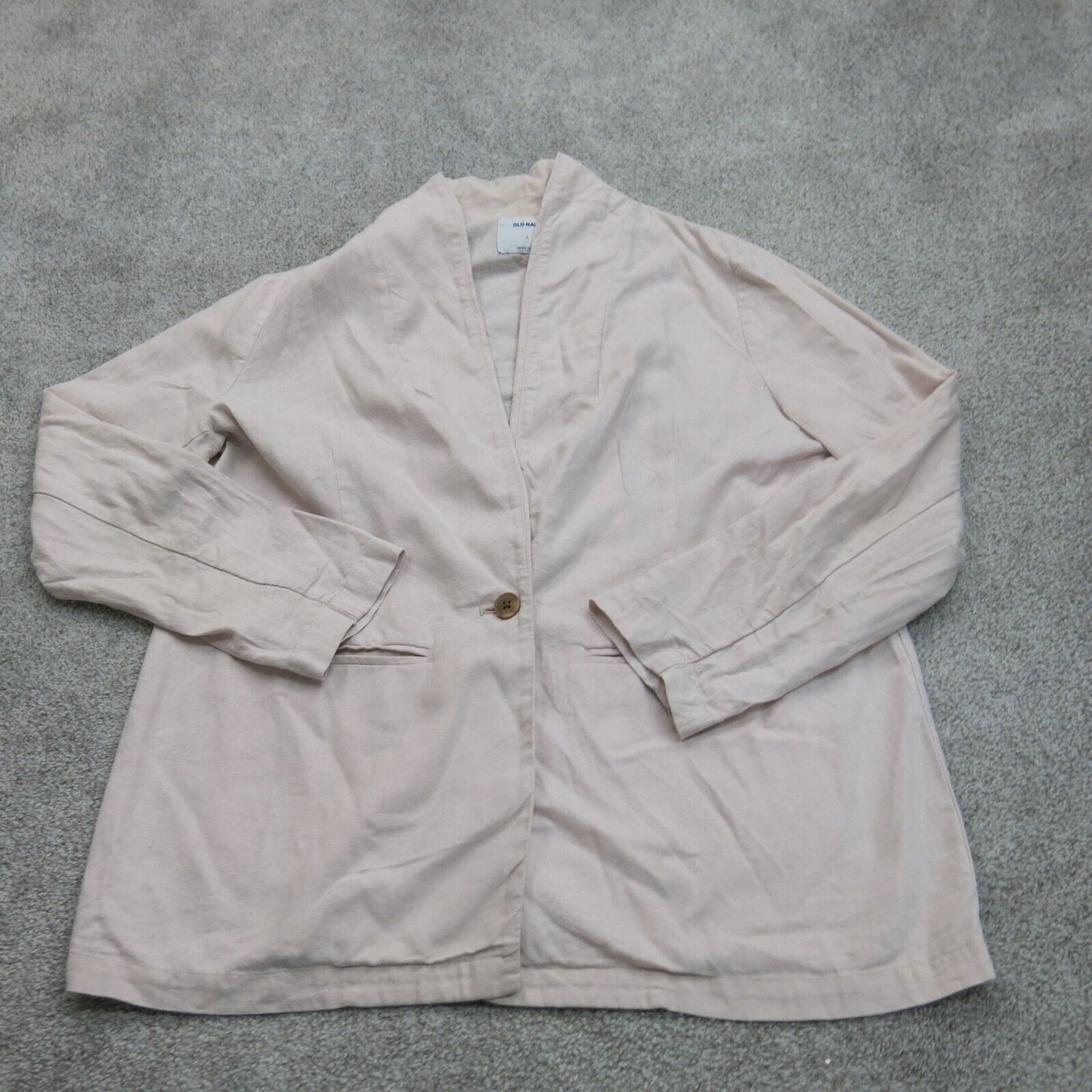 Old Navy Womens Single Breast Blazer Coat Long Sleeves Pockets Ivory Size Large