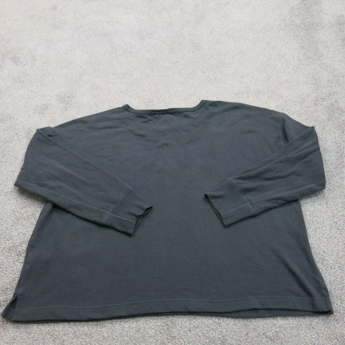 Gap Womens T Shirt Top Crew Neck Long Sleeves Logo Charcoal Black Size XL
