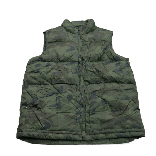Old Navy Women Full Zip Puffer Jacket Mock Neck Sleeveless Green Size L 10-12