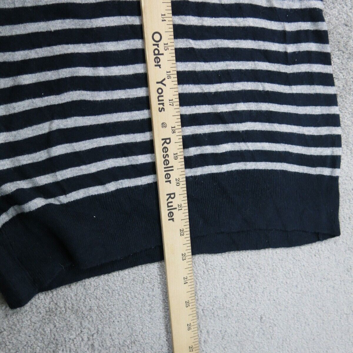 Banana Republic Womens Stripped Sweater Top Crew Neck Long Sleeve Black White XS