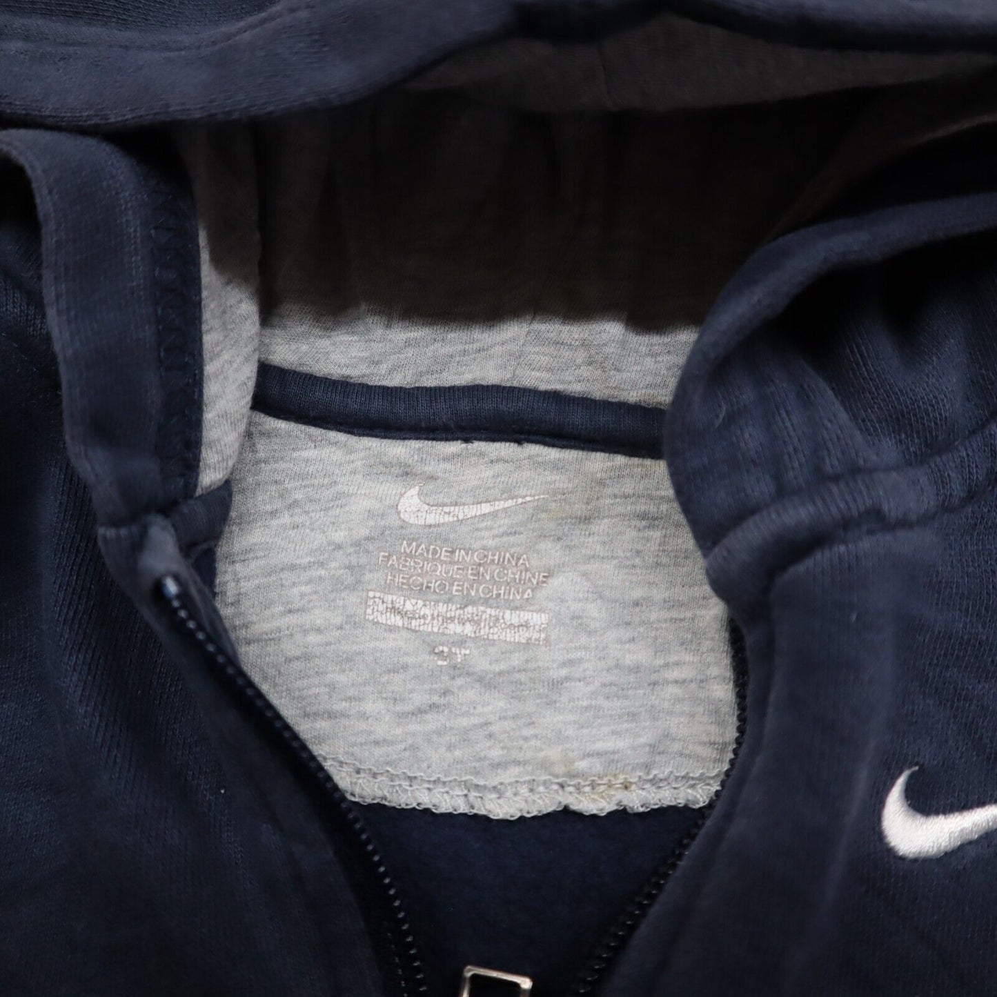 Nike Hoodie Jacket Boys Size 2T Blue Navy Full Zip Up Long Sleeve Solid Logo