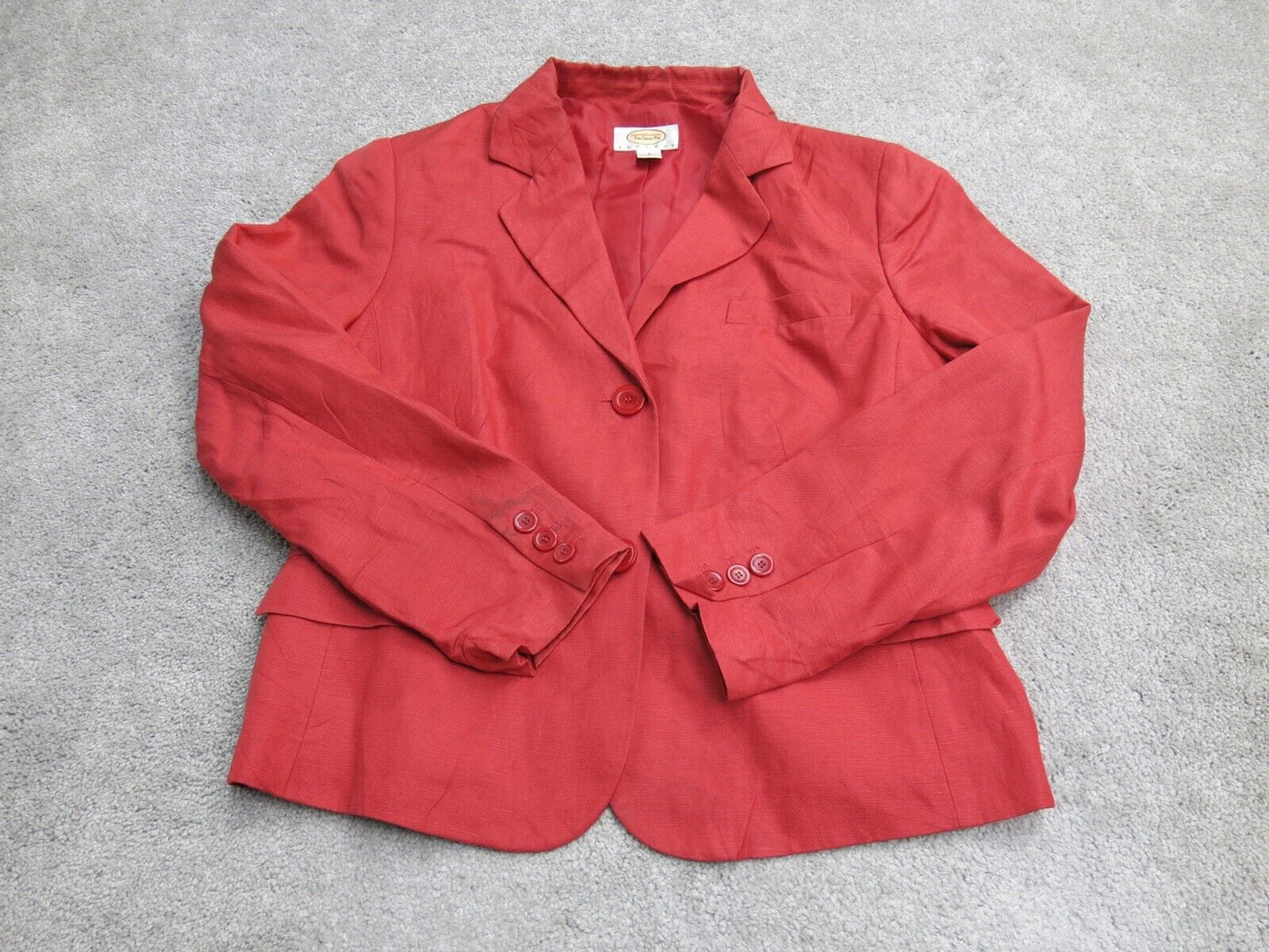 Talbots Womens Blazer Coat Single Breasted Long Sleeves Pockets Orange Size 8