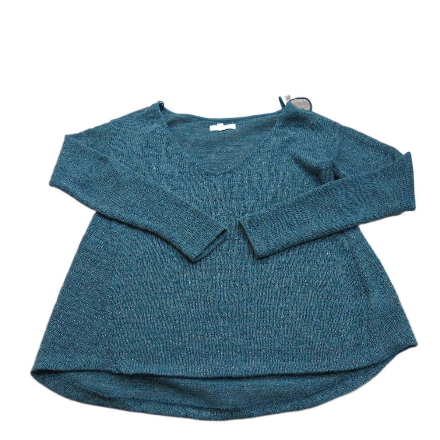 Aeropostale Womens Knitted Sweater V Neck Long Sleeves Teal Blue Size Medium