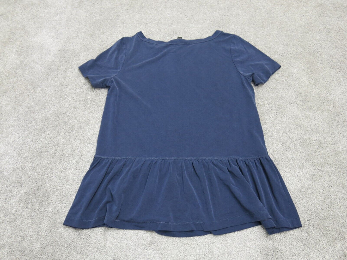Banana Republic Womens Blouse Top Short Sleeve Round Neck Solid Blue Size Small