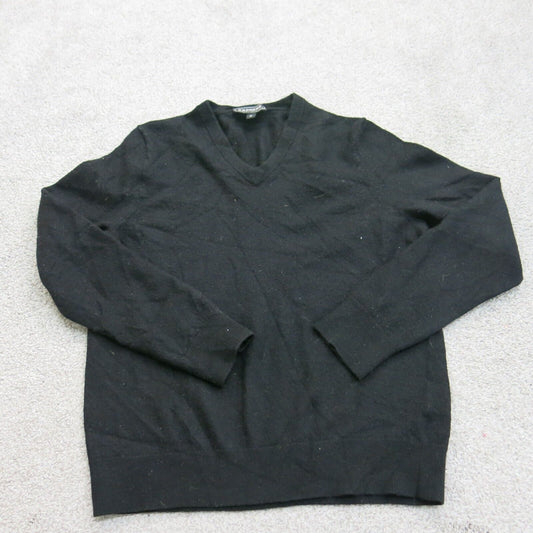 Express Womens Pullover Sweater V Neck Long Sleeves Solid Black Size Medium