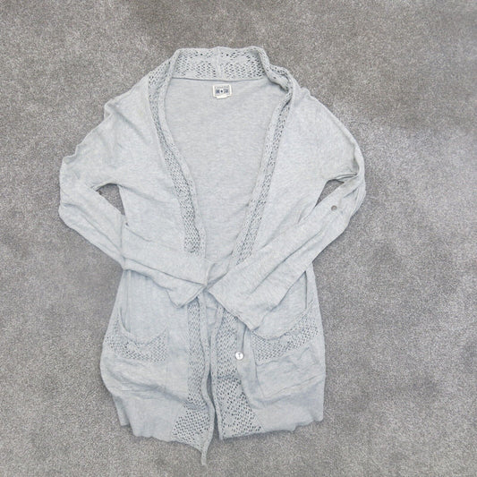 Converse One Star Womens Cardigan Shrug Sweater Open Front Pockets Gray Size XS