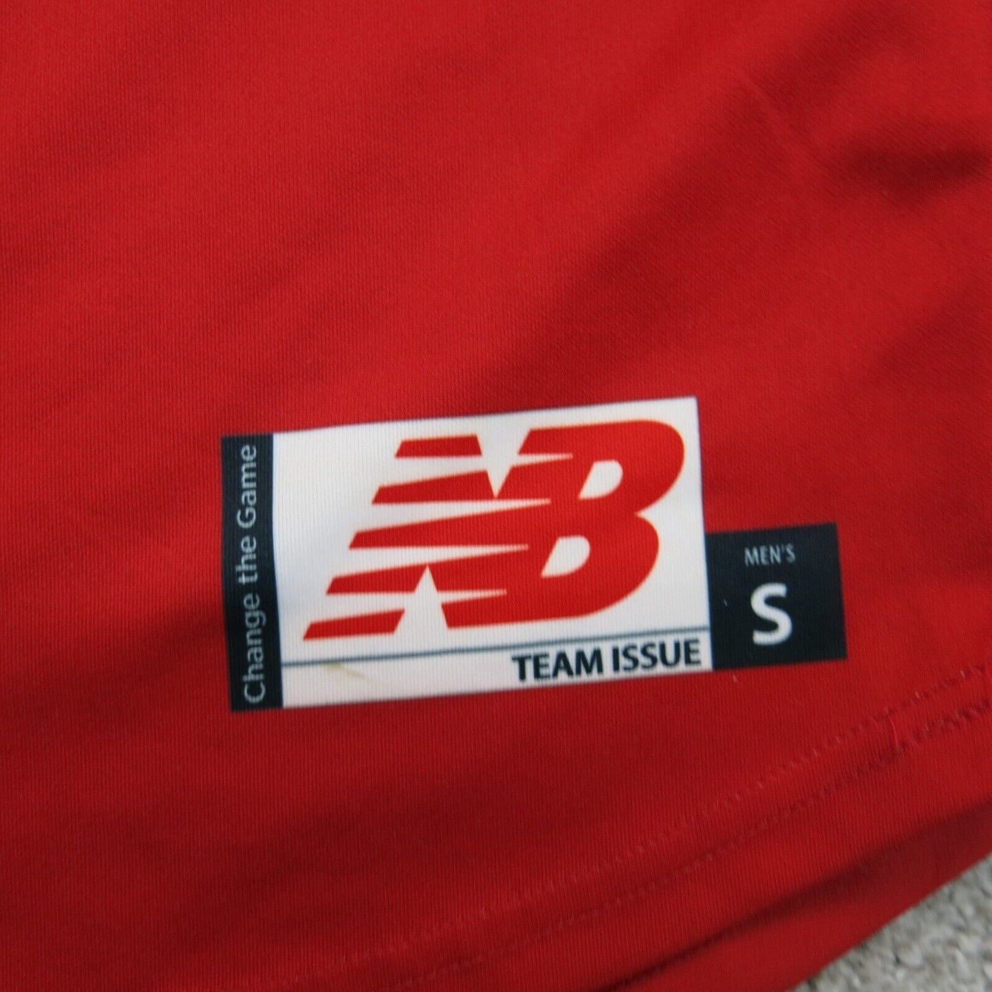 New Balance Mens Sports Jersey Shirt V Neck Short Sleeves Test #12 Red SZ Small