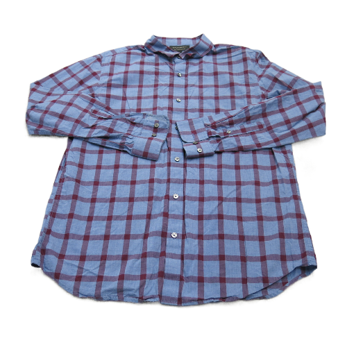 Banana Republic Mens Shirt Plaid Button Up Standard Fit Red Blue Size Large