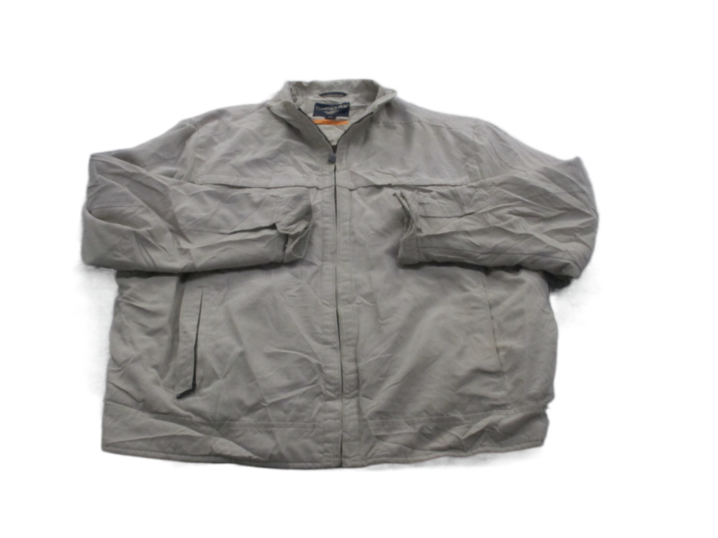Dockers Mens Blouson Jacket Full Zip Up Long Sleeves Pockets Beige Size X Large
