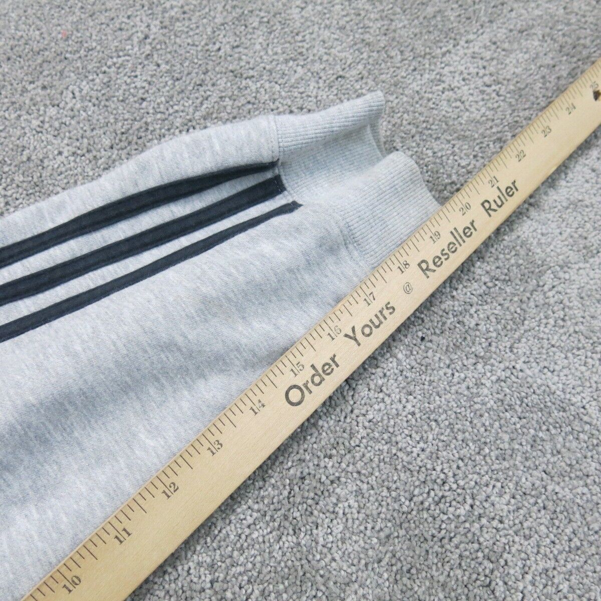 Adidas Mens Hooded Sweatshirt Long Sleeves 3 Striped Pockets Gray Size Large