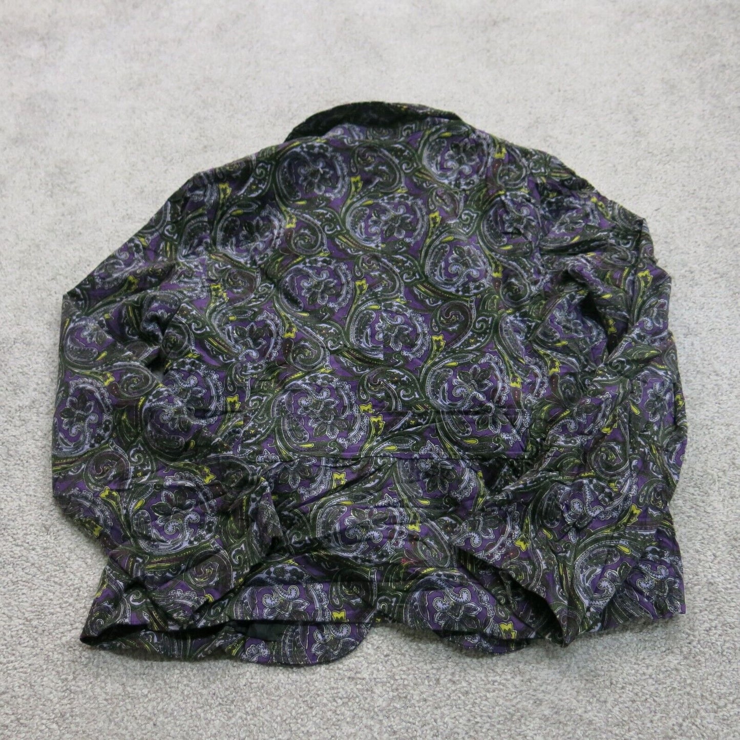 Talbots Womens Paisley Print Single Breasted Blazer Coat Purple Black Size 14