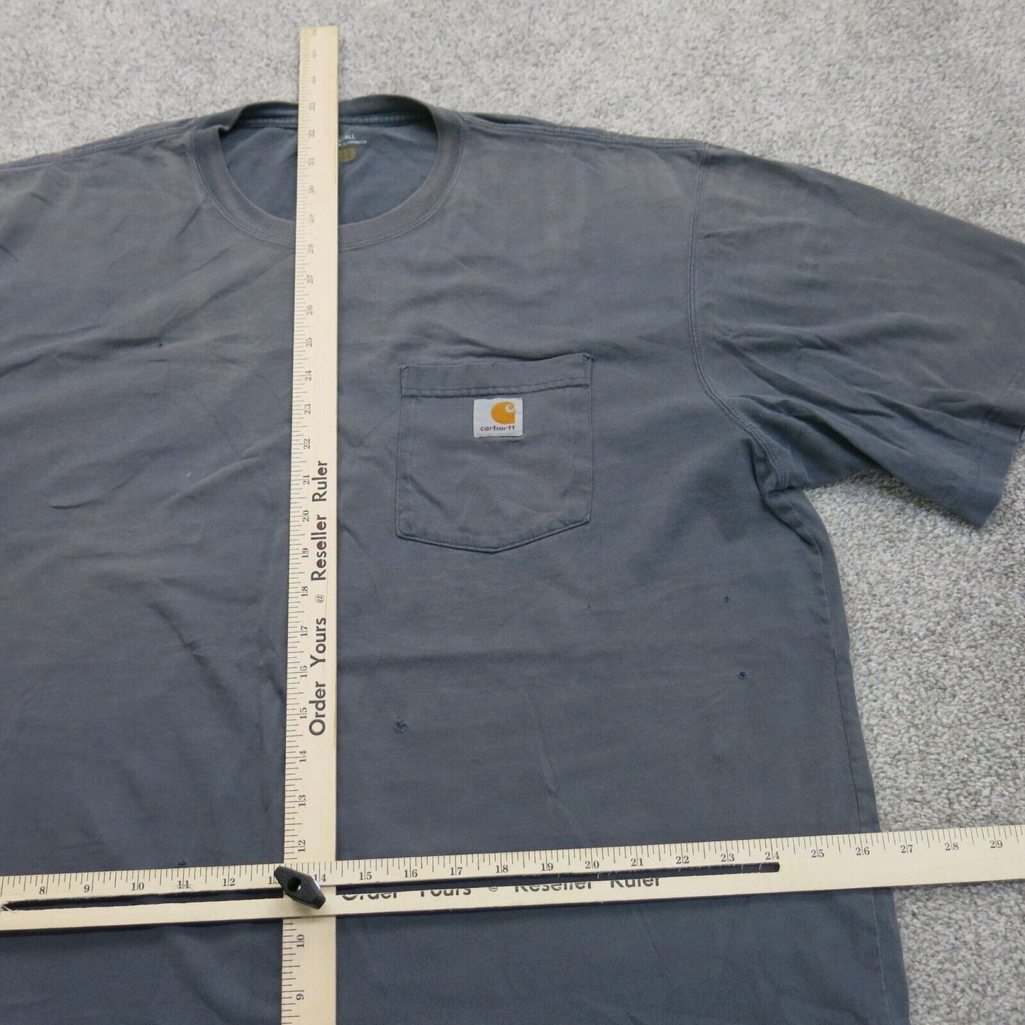 Carhartt Mens Crew Neck T Shirt Short Sleeves Original Fit Pocket Gray Size XLT
