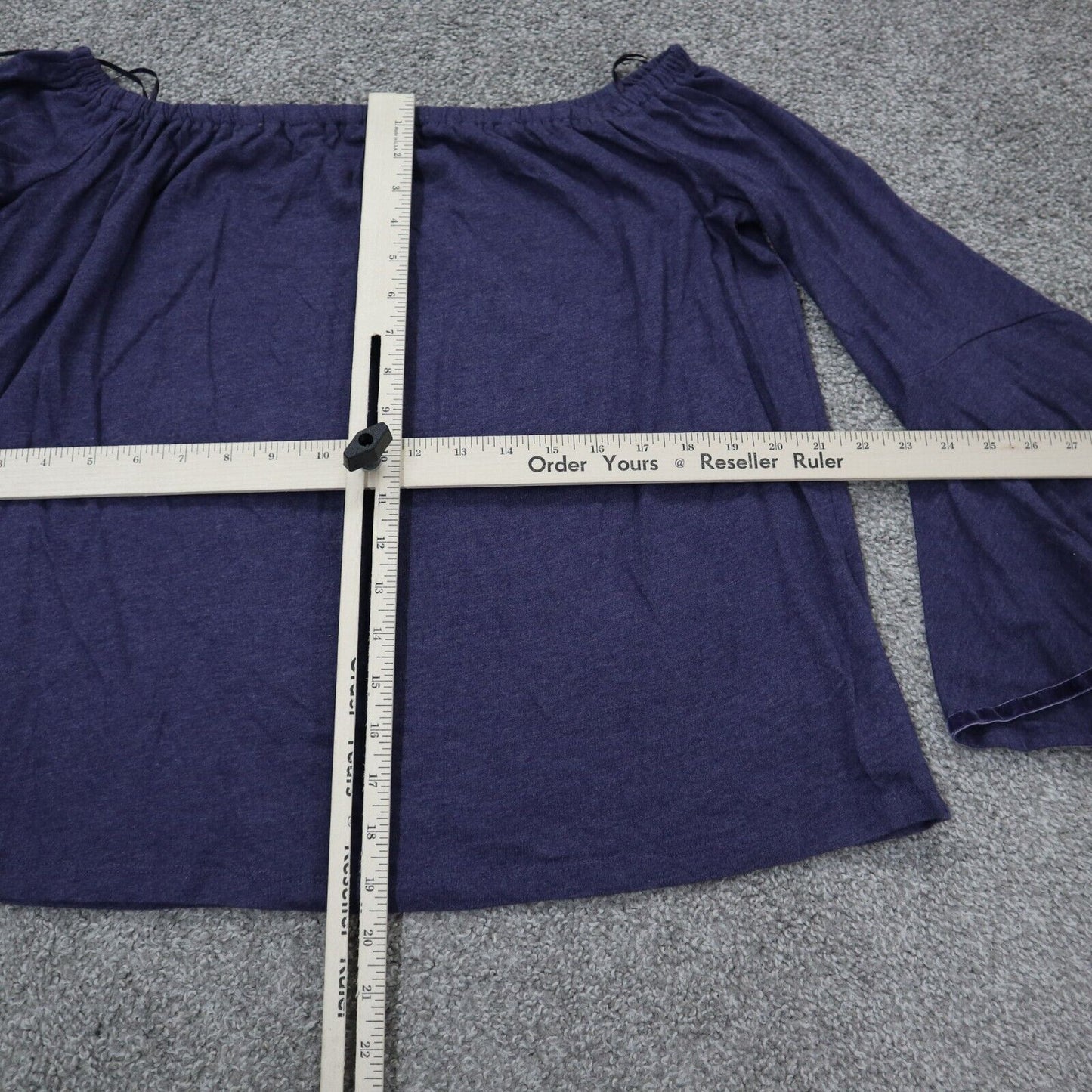 Loft Womens Casual Blouse Top Flare Sleeves Boat Neck Purple Size Large