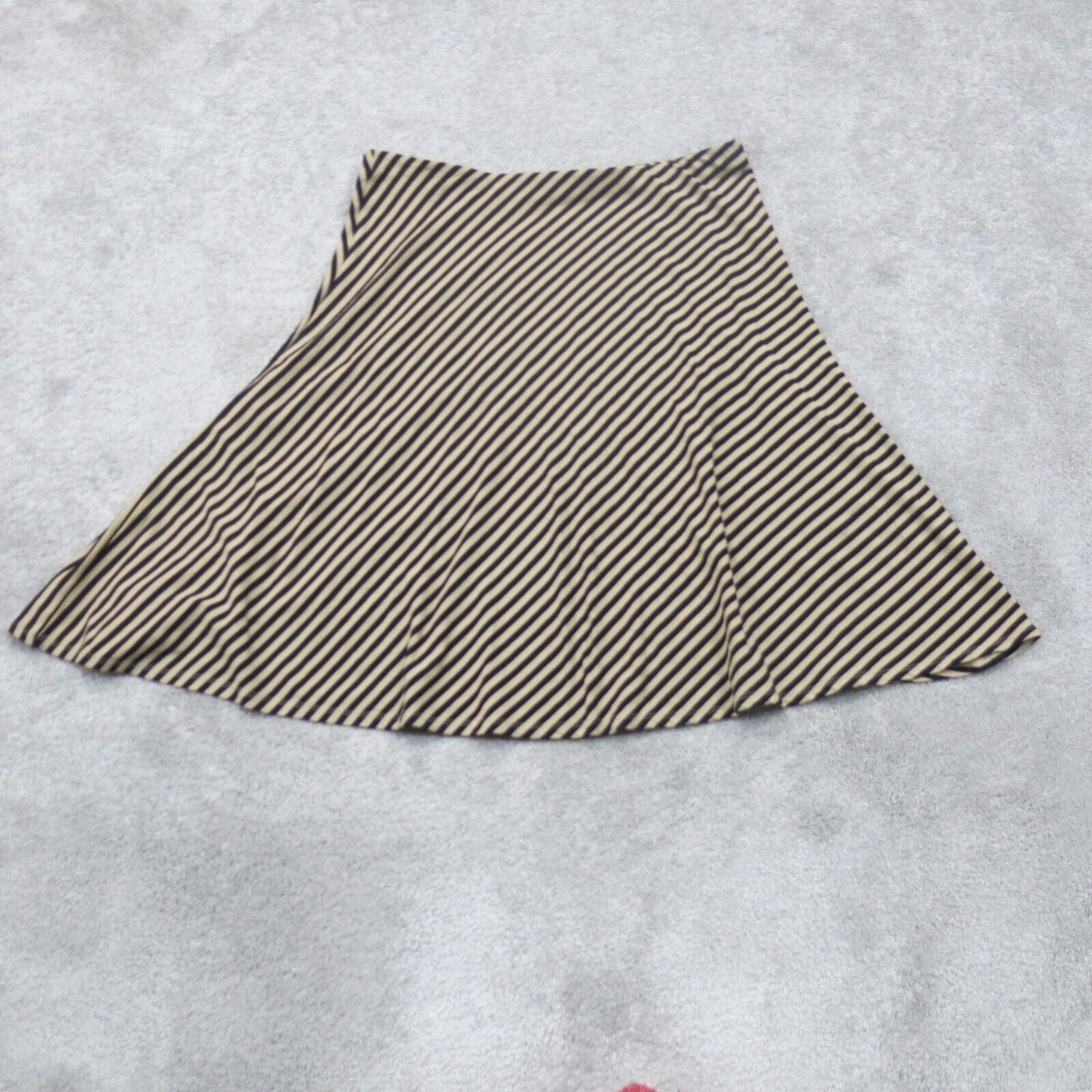 Ann Taylor Womens A Line Midi Skirts Stiped Flat Font Black Beige Size Medium