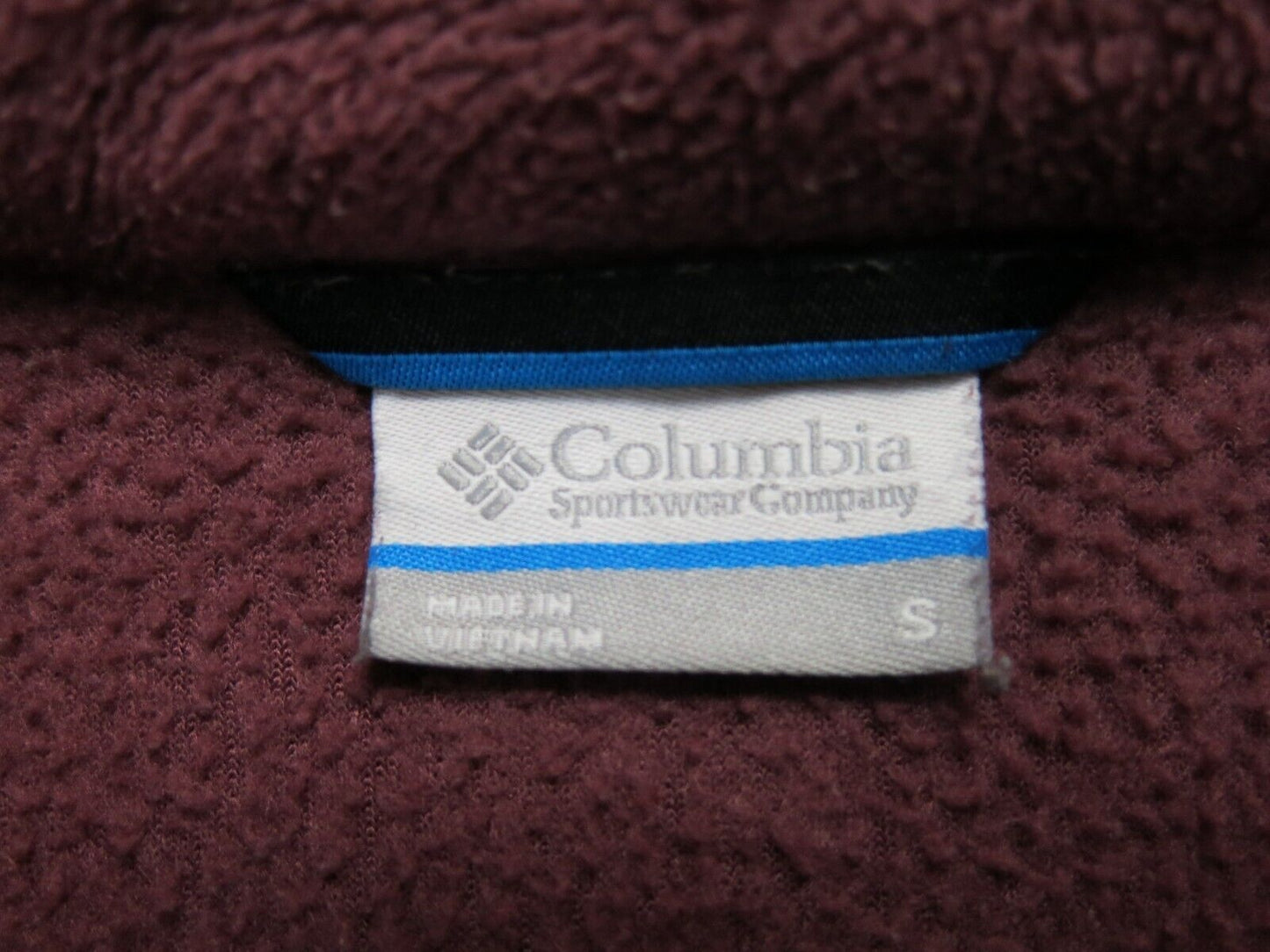 Columbia Men Full Zip Up Fleece Jacket Long Sleeves Mock Neck Maroon Size Small