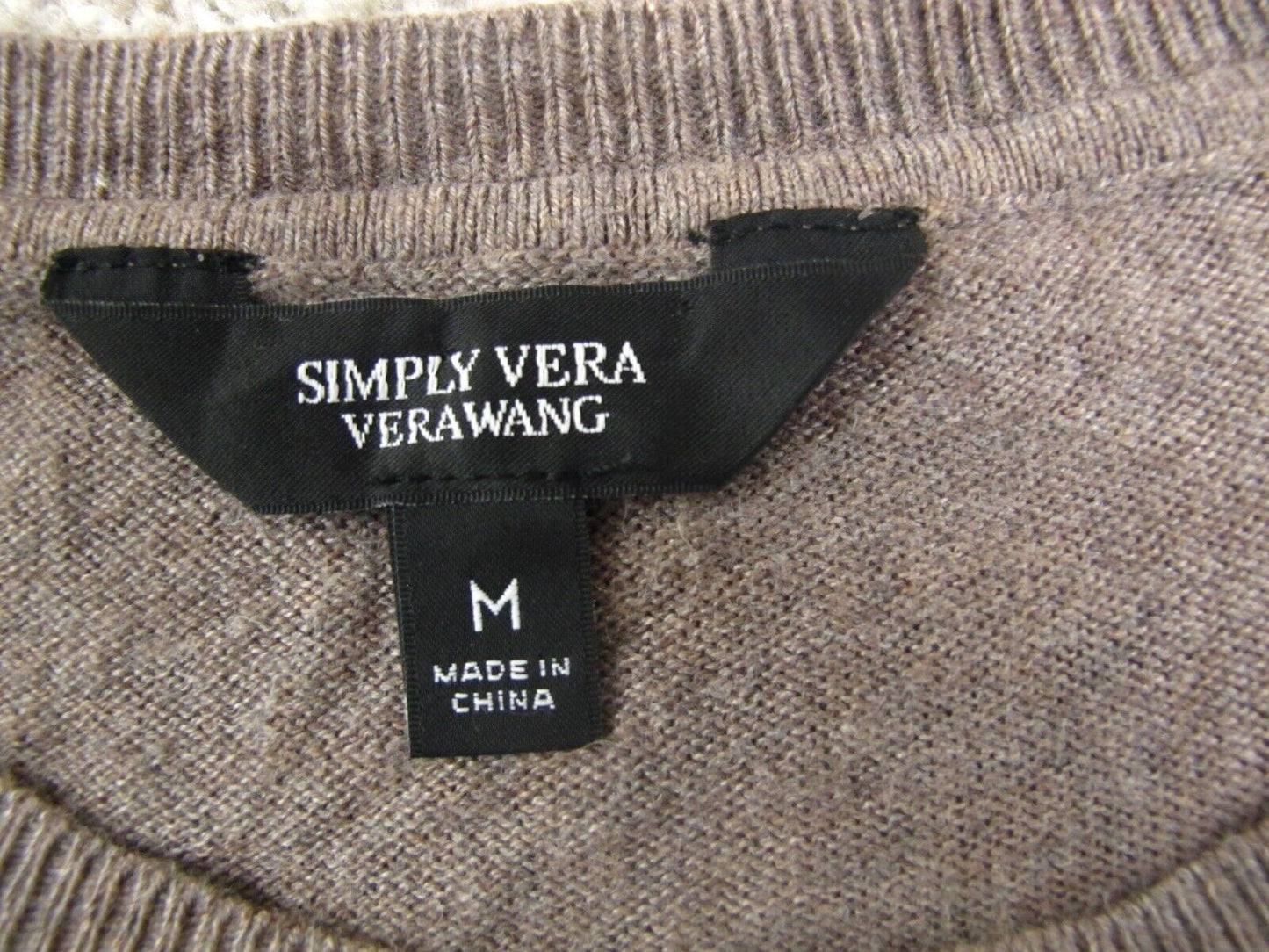 Simply Vera Vera Wang Women Pullover Sweater Shirt Round Neck Brown Size Medium