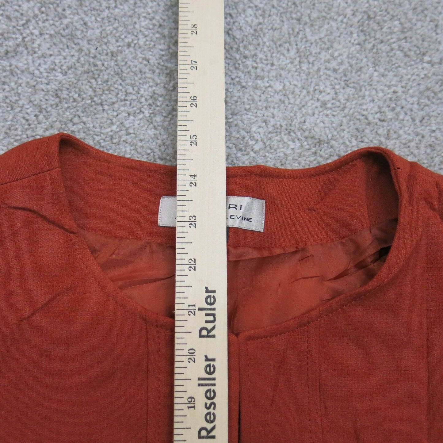 Tahari Womens Scrub Jacket Open Front Long Sleeves Pockets Maroon Size 18