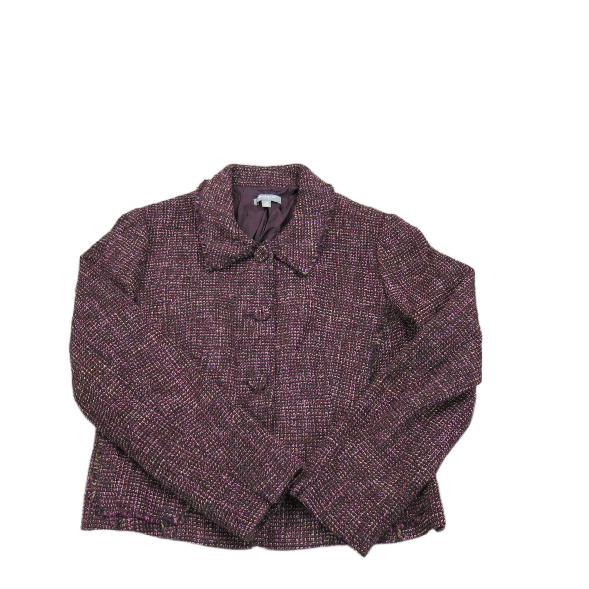 ANN Taylor Womens Tweed Coat Jacket Single Breasted Long Sleeves Pockets Red 12