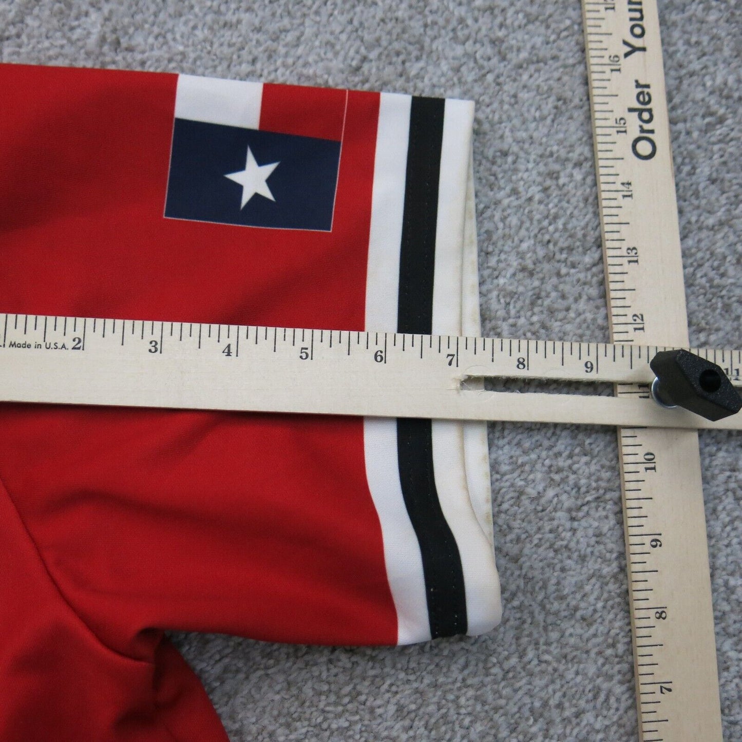 New Balance Mens Sports Jersey Shirt V Neck Short Sleeves Test #12 Red SZ Small