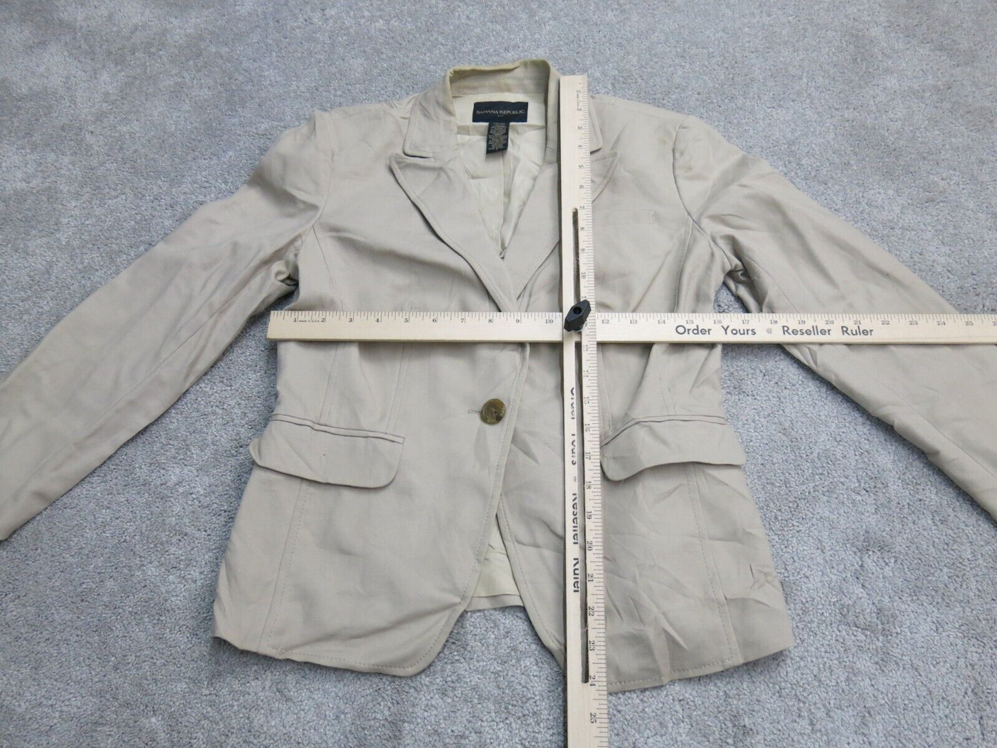 Banana Republic Womens Blazer Coat Stretch Long Sleeves Pockets Beige Size 4