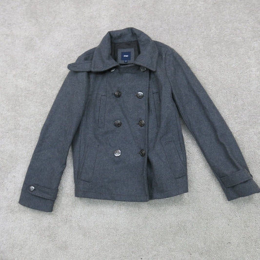 Gap Womens Blazer Coat Double Breasted Long Sleeve Pockets Black Size X Small