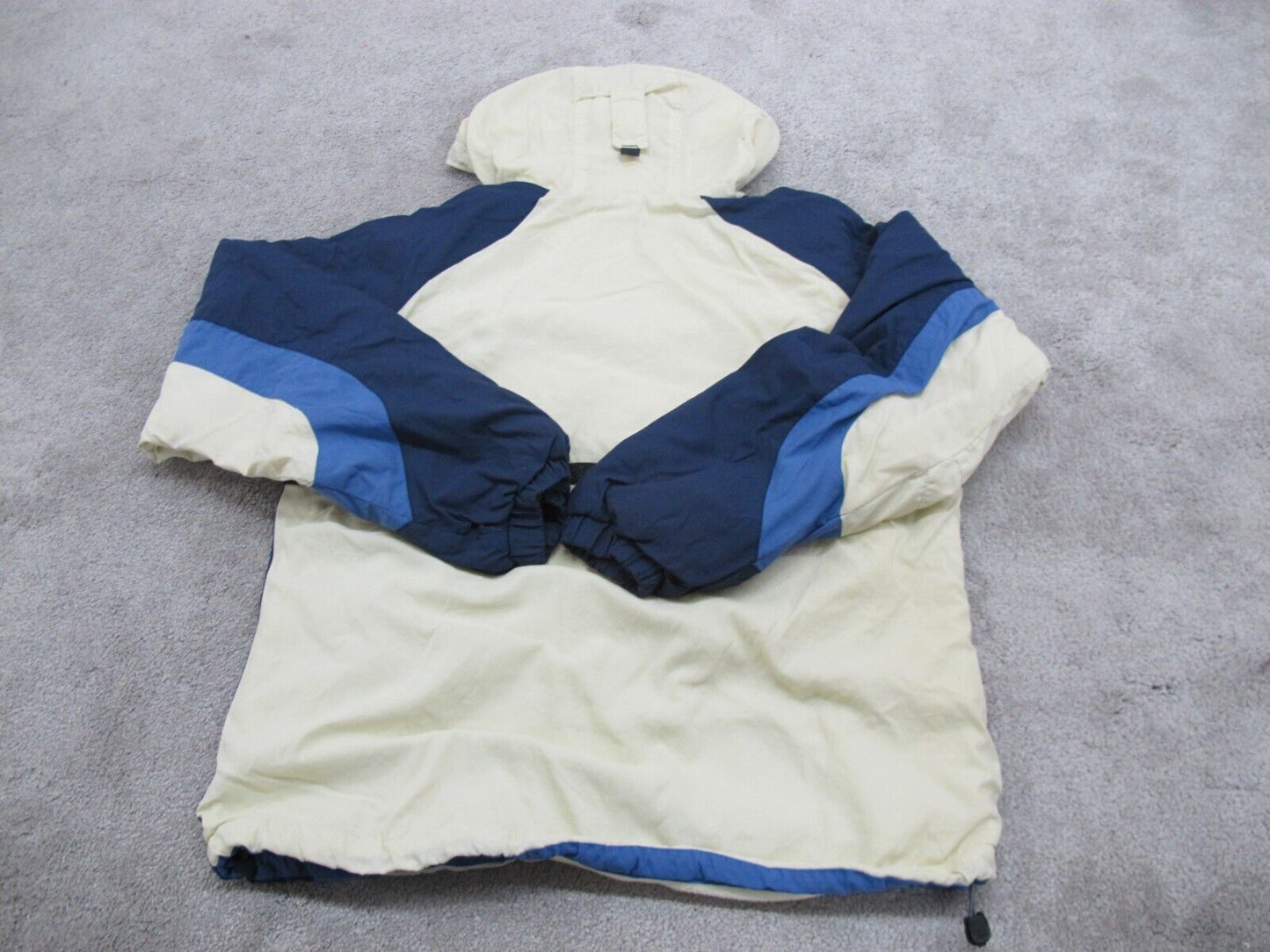 Columbia Women Windbreaker Hooded Jacket Full Zip Up Long Sleeve Ivory Blue SZ L