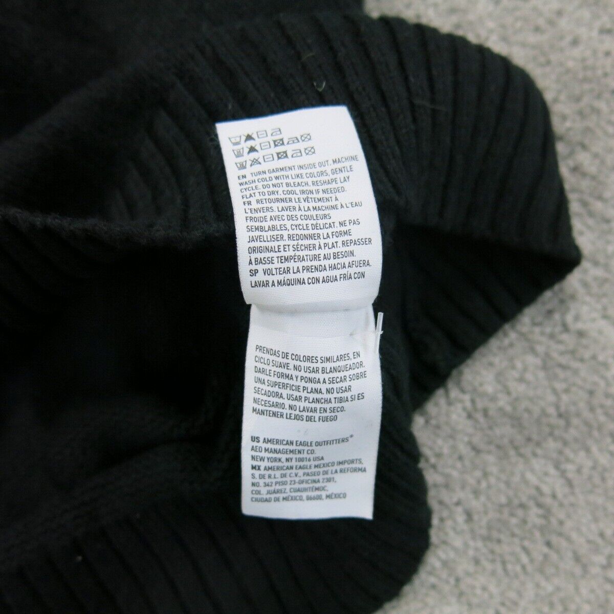 American Eagle Mens Pullover Sweater Mock Neck Long Sleeve Gray Black Size XXL