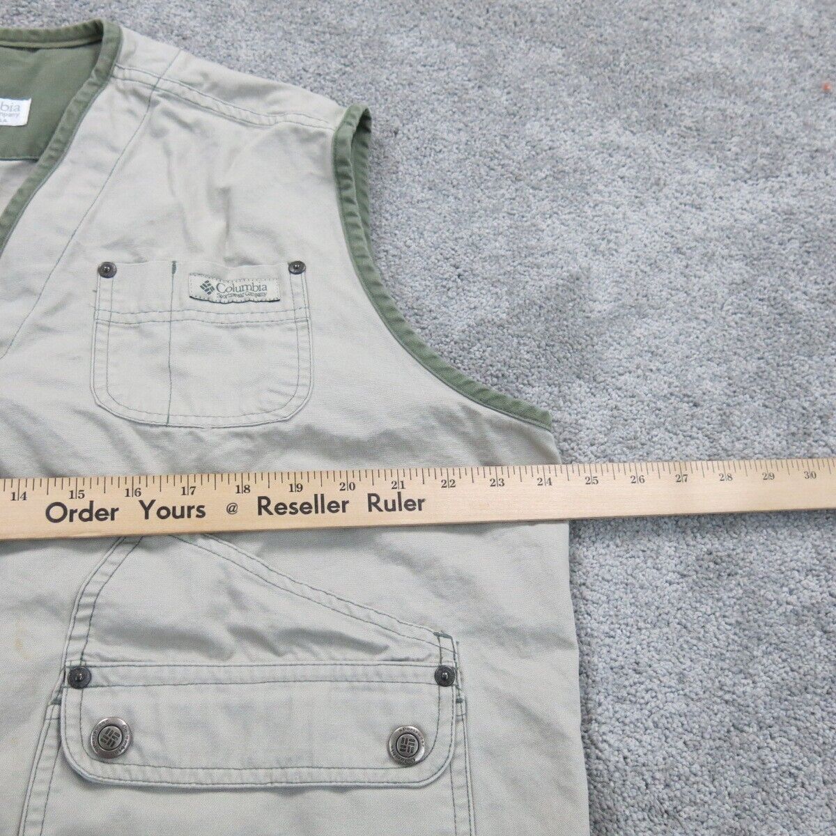 Columbia Womens Vest Jacket Sleeveless Pockets 100% Cotton Beige Size Small