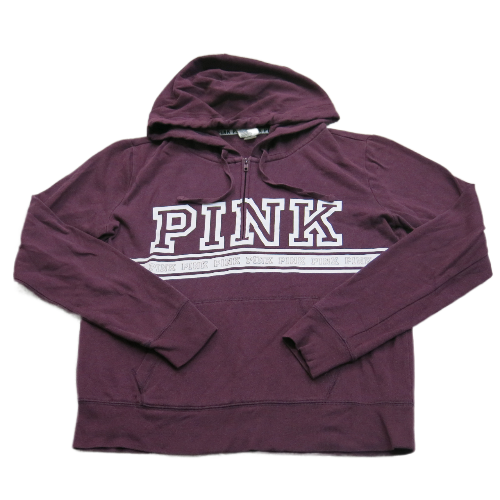 Pink Victorias Secret Womens Hoodie 1/4 Zip Kangaroo Pockets Maroon Size S/P