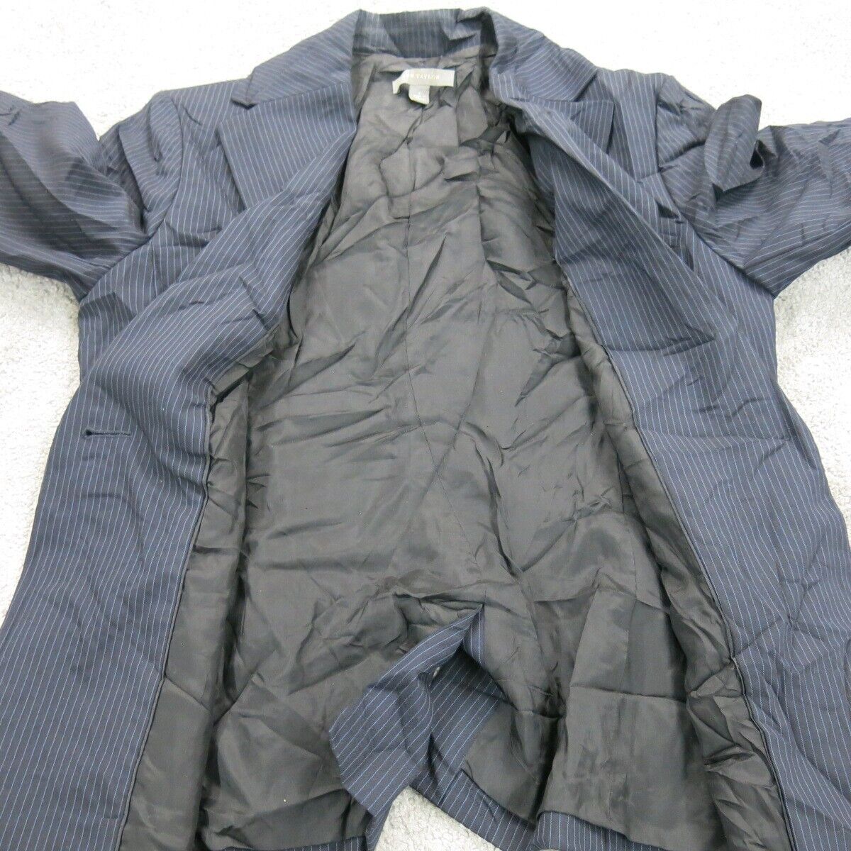 Ann Taylor Womens Blazer Coat Striped Single Breasted Long Sleeves Blue Size 4