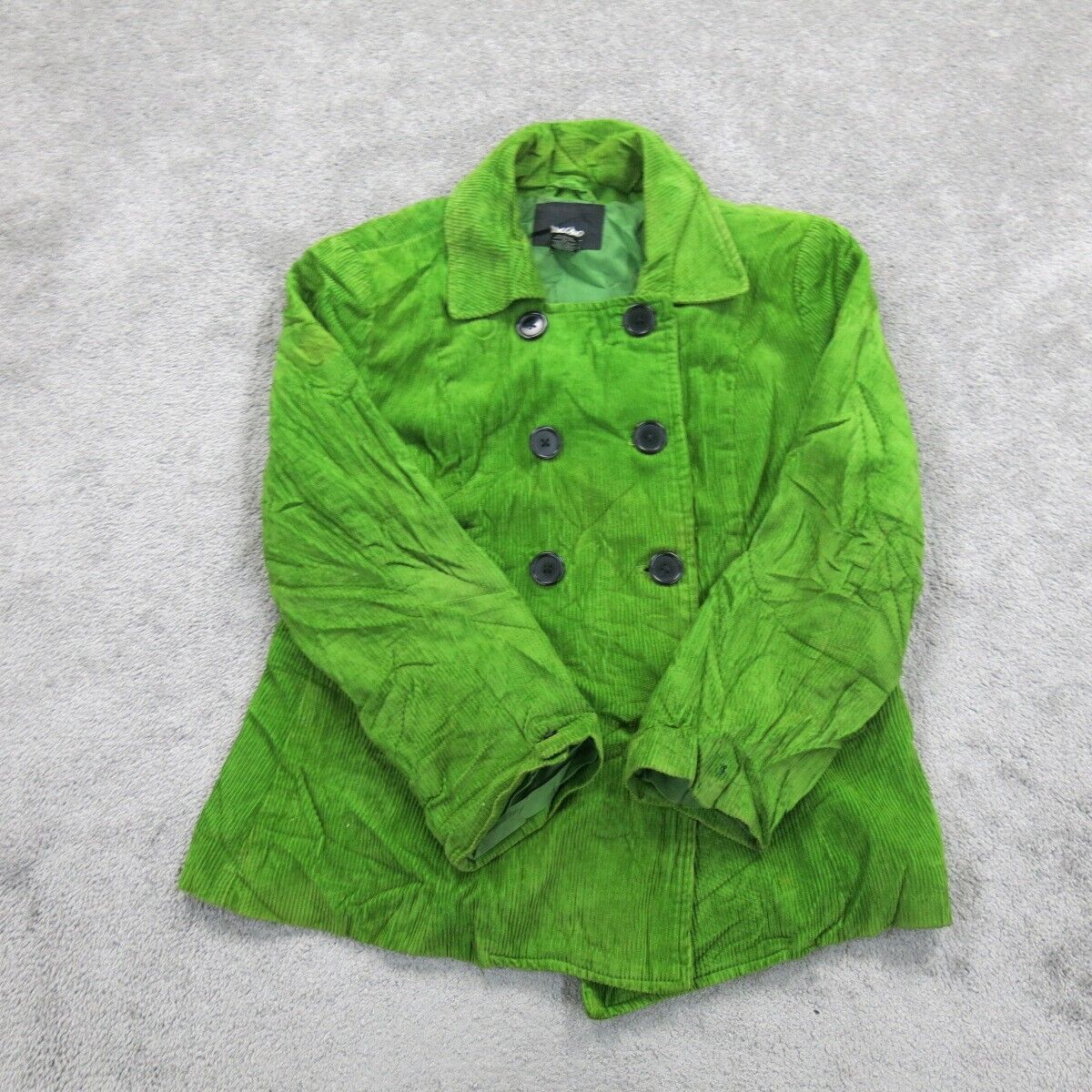 Mossimo Women Pea Coat Double Breasted 3/4 Sleeves 100% Cotton Green Size Large