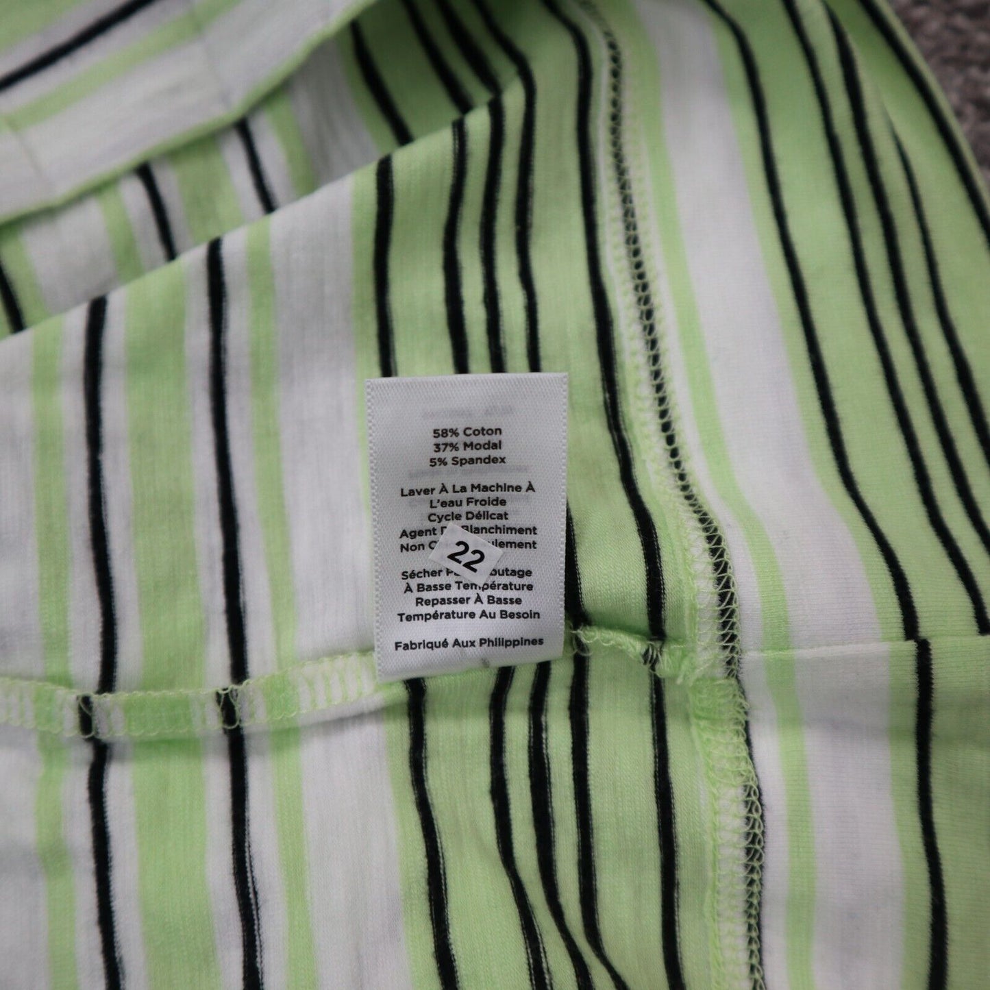 Talbots Women Blouse Top V Neck Long Sleeve Striped Green White Size Medium