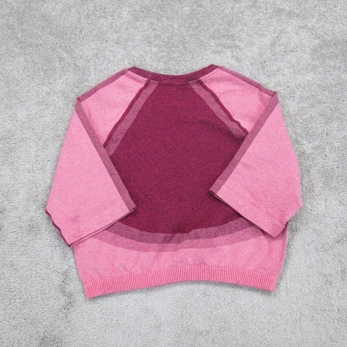 NWT Fabletics Womens Pullover Crop Sweater Crew Neck Half Sleeve Dark Pink XL