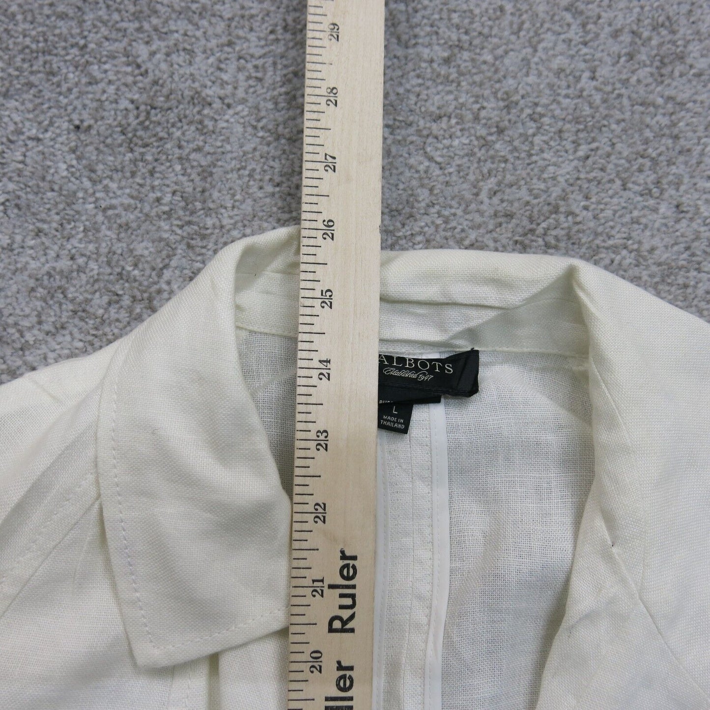 Talbots Womens Blazer Coat Open Front Long Sleeve Pockets White Size Large