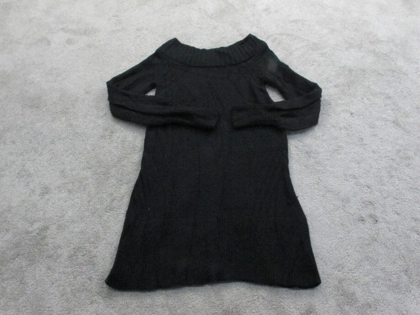 Womens Pullover Sweater Knitted Long Sleeves Mock Neck Black Size XS