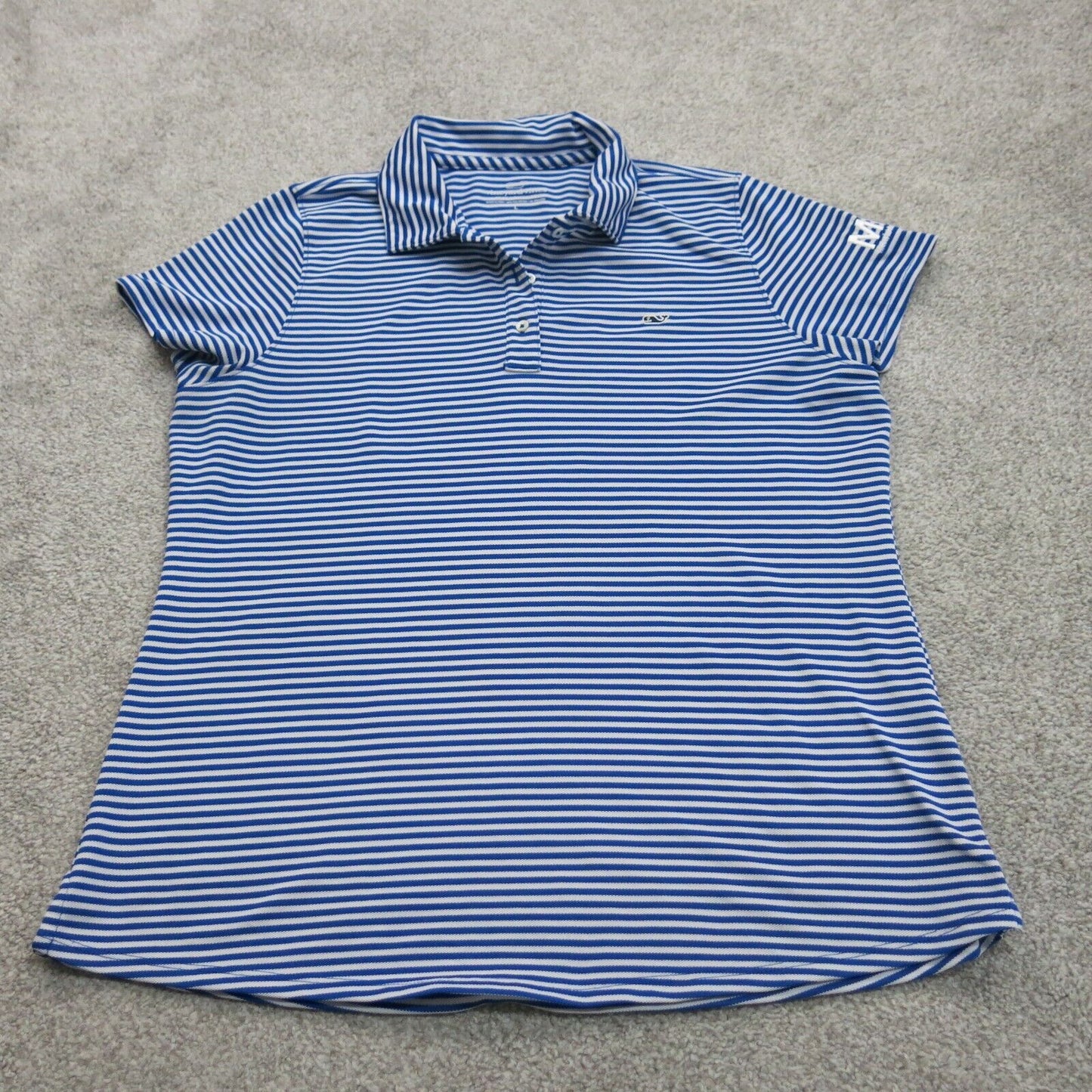 Vineyard Vines Men Striped Polo Shirt Cap Sleeves Logo Blue White Size Large