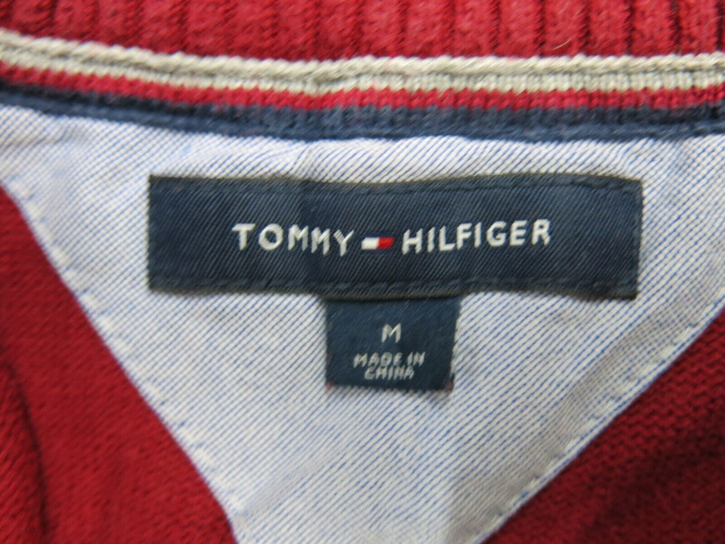 Tommy Hilfiger Mens Pullover Sweater Mock Neck Long Sleeves Red Size Medium