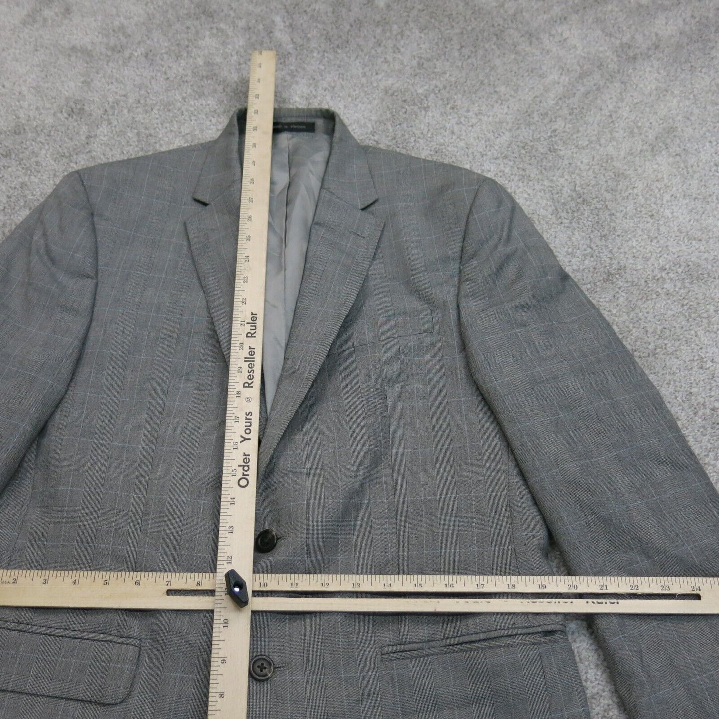 Chaps Mens Blazer Coat Single Breasted Long Sleeves Pockets Gray Black M 38-40