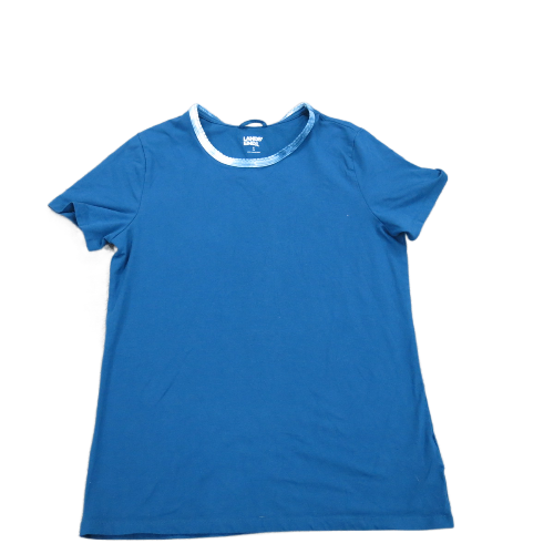 Lands End Womens Activewear T Shirt Crew Neck Short Sleeve Logo Blue Size Small